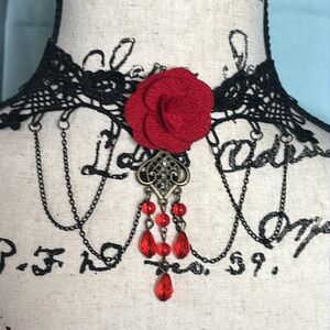 Vintage Y2K Hot Topic Lace Rose Choker